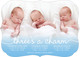 Blue Script Three's A Charm Triplets Photo Birth Announcements Image 3 of 6